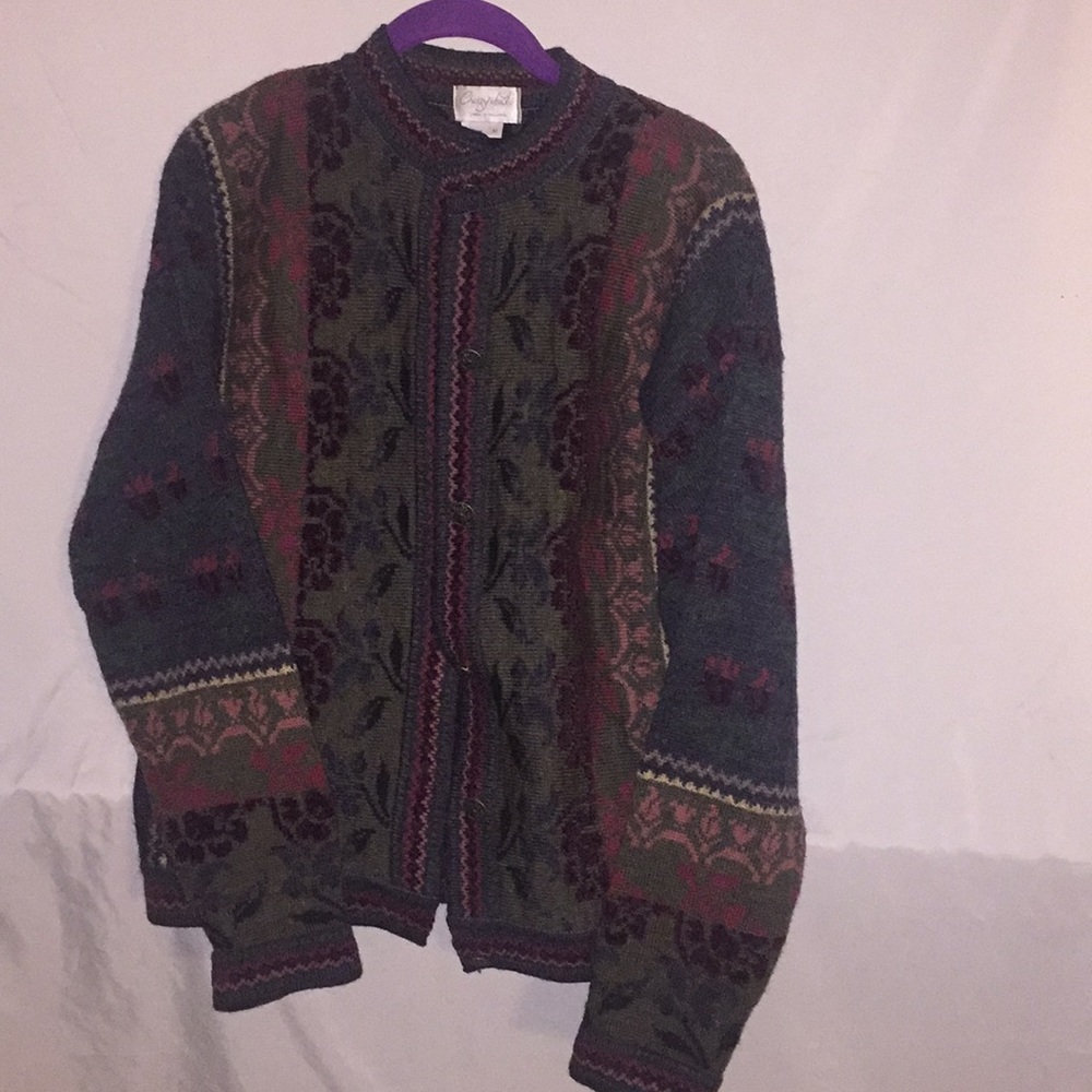 Colorful button down sweater